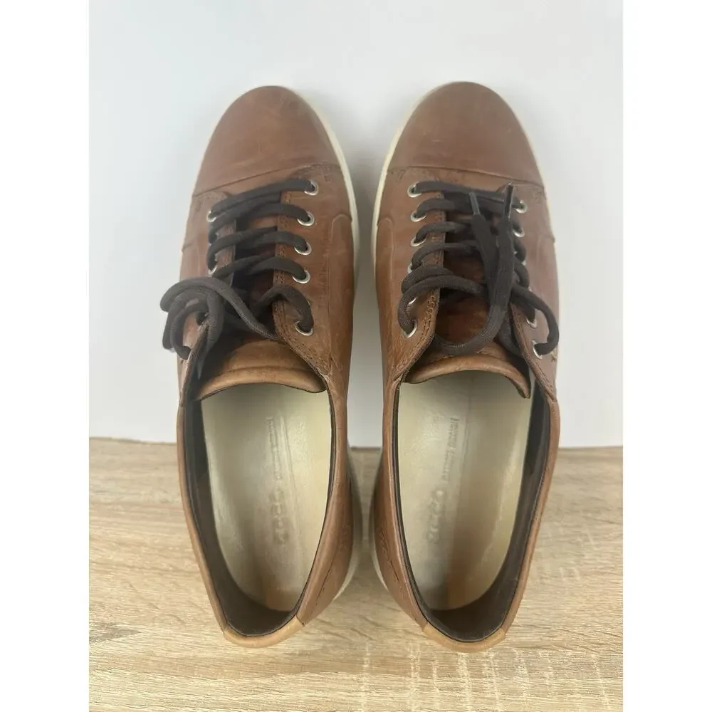 ECCO Men’s Brown Leather Sneakers EU 46 US 12-12.5 Comfort Casual Lace Up
